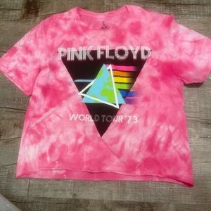 Hot pink cropped Pink Floyd top